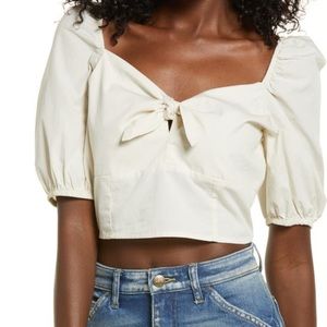 Nordstrom Cream Crop Top with tie in front